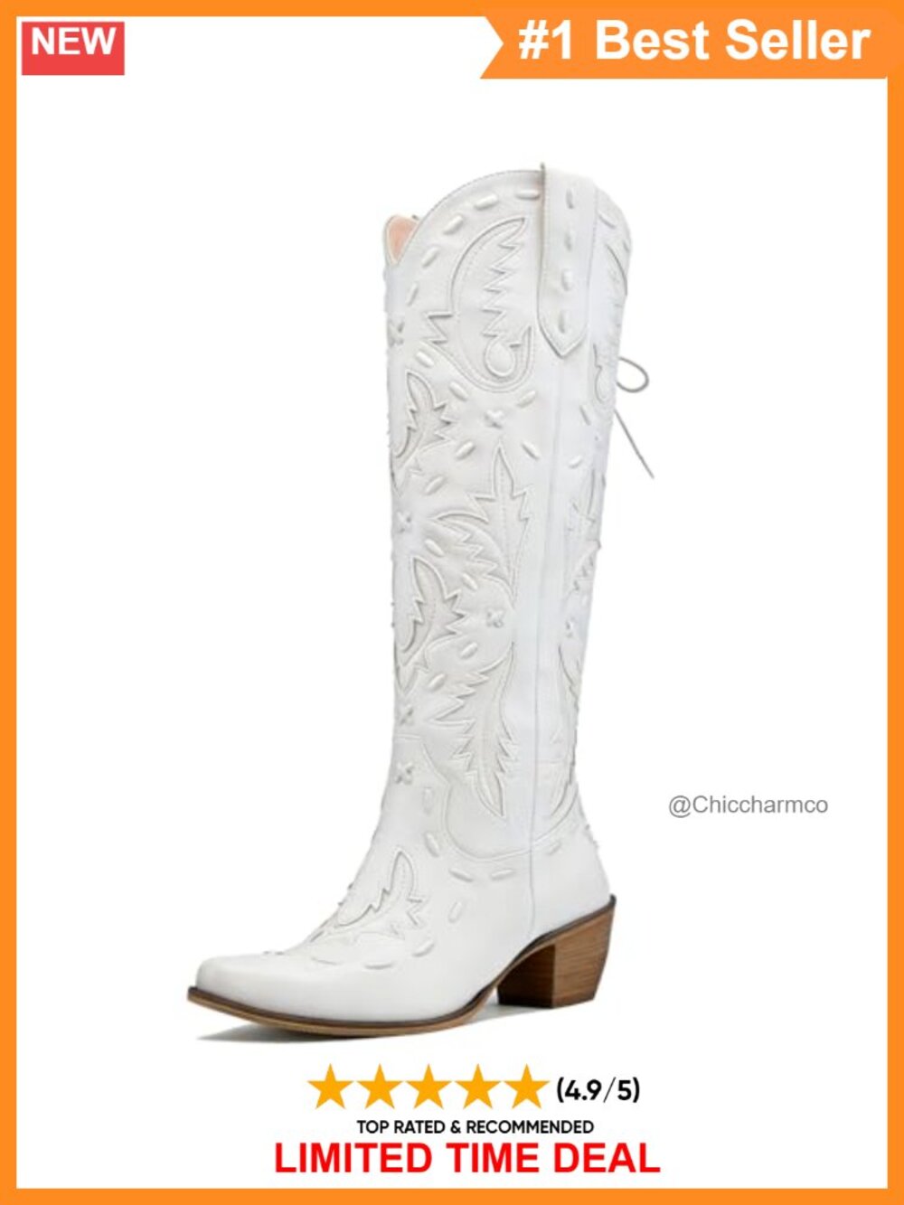 Lace Up Knee High Western Cowgirl Boots Snip Toe Block Heel
